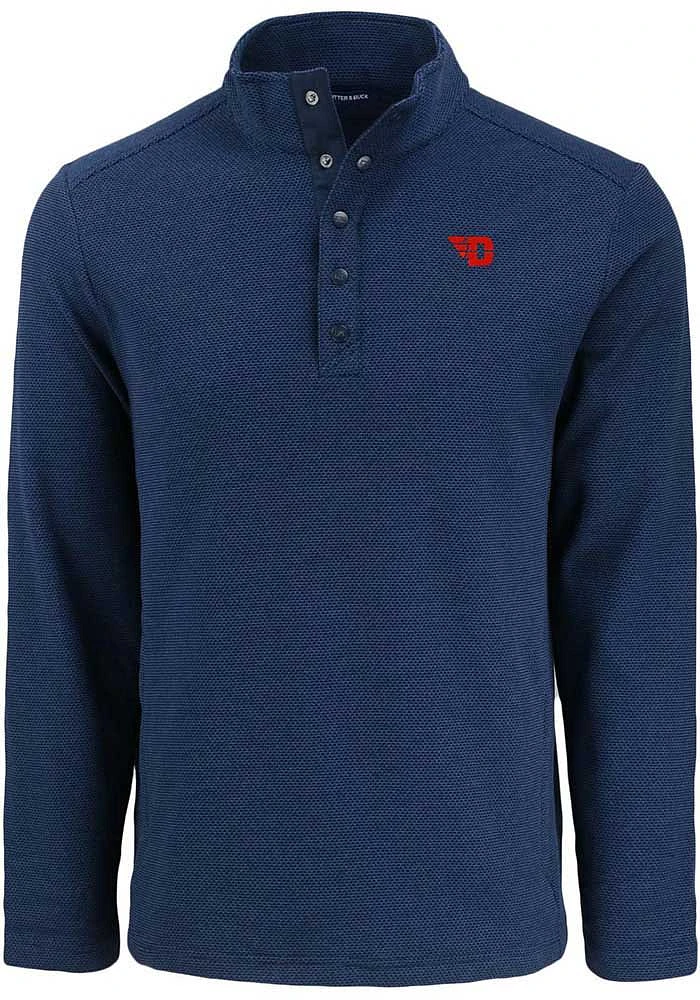 Cutter and Buck Dayton Flyers Mens Navy Blue Hunts Point Long Sleeve Qtr Zip Pullover