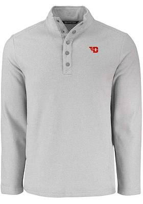 Cutter and Buck Dayton Flyers Mens Grey Hunts Point Long Sleeve Qtr Zip Pullover