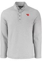 Cutter and Buck Dayton Flyers Mens Grey Hunts Point Long Sleeve Qtr Zip Pullover