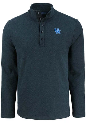 Cutter and Buck Kentucky Wildcats Mens Black Hunts Point Long Sleeve Qtr Zip Pullover