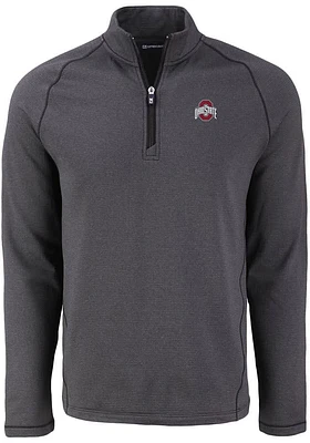 Cutter and Buck Ohio State Buckeyes Mens Black Pehastin Long Sleeve Qtr Zip Pullover