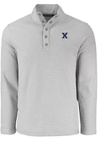 Cutter and Buck Xavier Musketeers Mens Grey Hunts Point Long Sleeve Qtr Zip Pullover