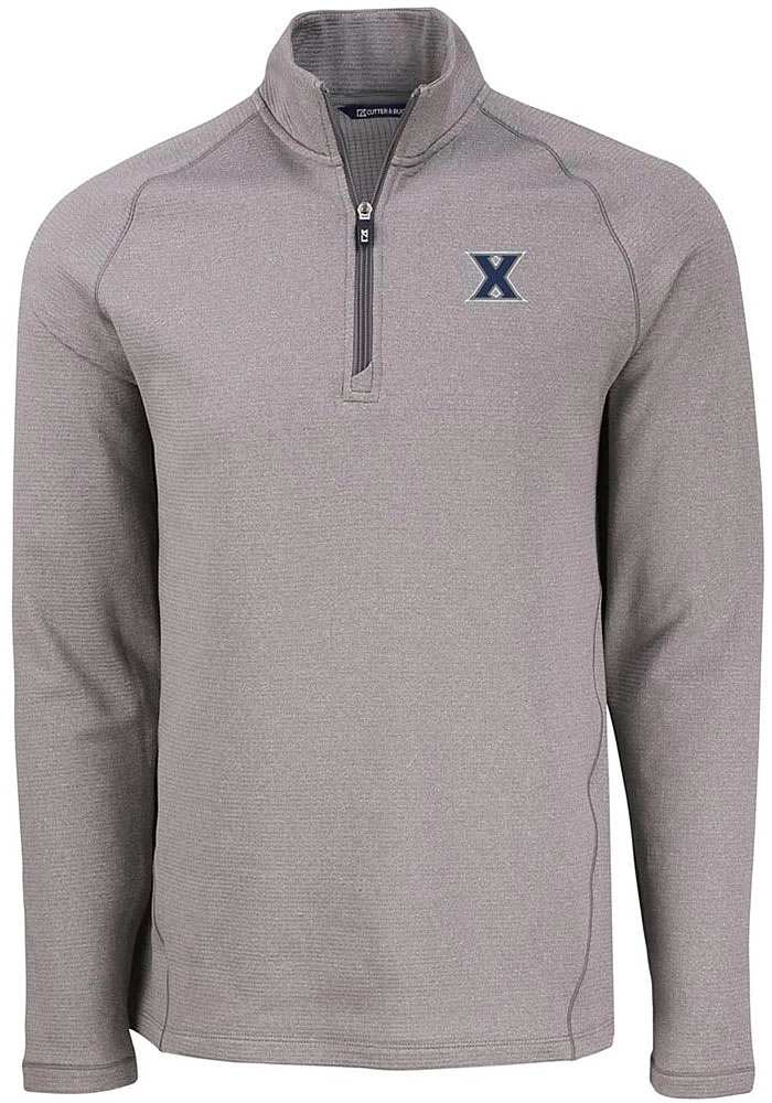 Cutter and Buck Xavier Musketeers Mens Grey Pehastin Long Sleeve Qtr Zip Pullover