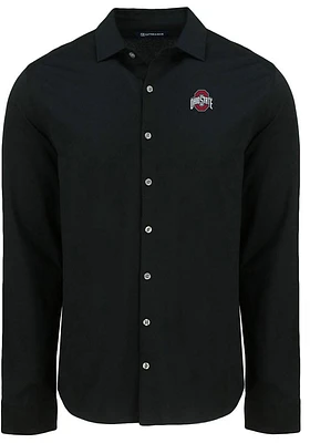 Cutter and Buck Ohio State Buckeyes Mens Advantage Soft Pique Long Sleeve Dress Shirt