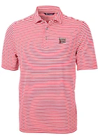 Cutter and Buck Oklahoma Sooners Mens Red Virtue Eco Pique Stripe Edition Short Sleeve Polo