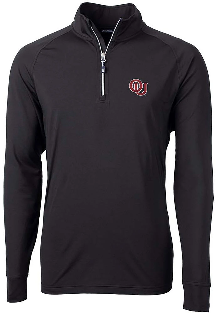 Cutter and Buck Oklahoma Sooners Mens Adapt Stretch Long Sleeve Qtr Zip Pullover