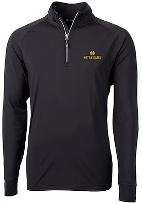 Cutter and Buck Notre Dame Fighting Irish Mens Black Virtue Eco Pique Stripe Long Sleeve Qtr Zip P..