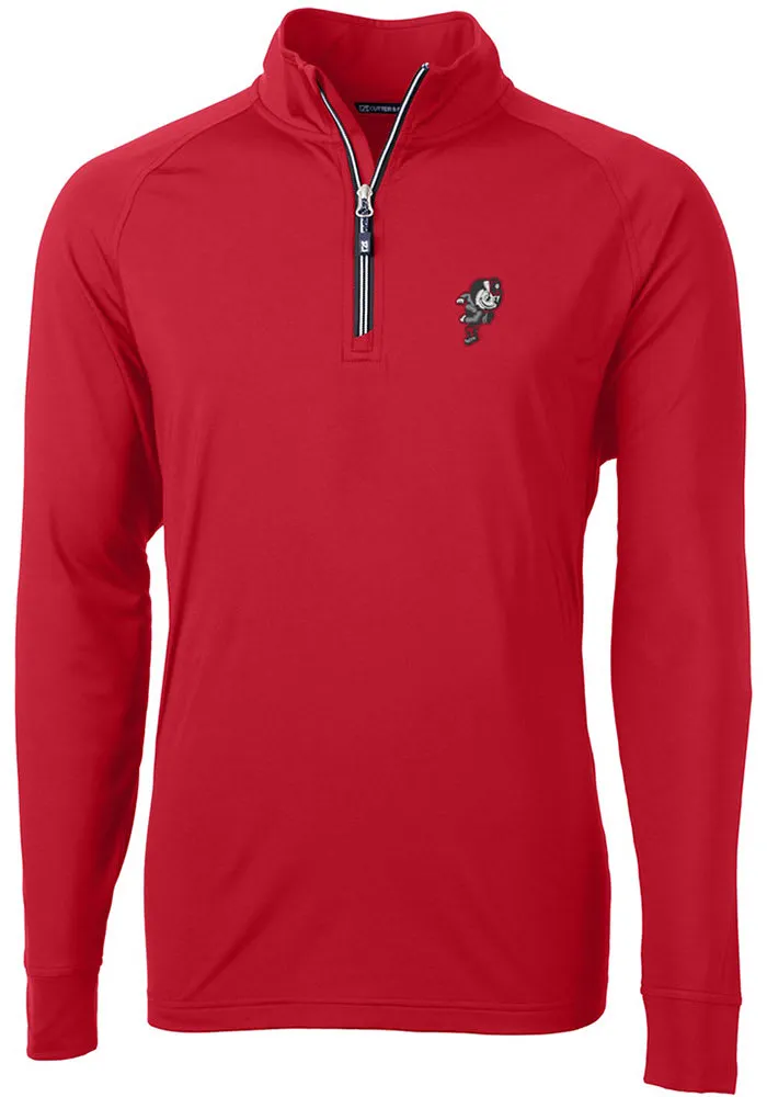 Cutter and Buck Ohio State Buckeyes Mens Adapt Stretch Long Sleeve Qtr Zip Pullover