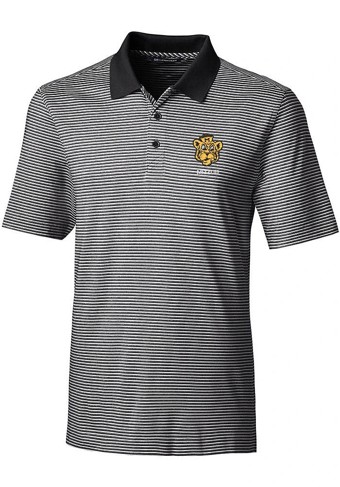Cutter and Buck Missouri Tigers Mens Black Forge Tonal Stripe Short Sleeve Polo