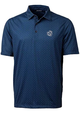 Cutter and Buck Michigan Wolverines Mens Blue Pike Double Dot Short Sleeve Polo