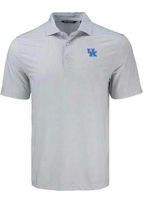 Cutter and Buck Kentucky Wildcats Mens Grey Pike Diamond Dot Short Sleeve Polo