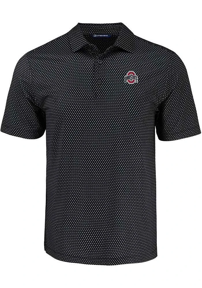 Cutter and Buck Ohio State Buckeyes Mens Pike Shadow Check Short Sleeve Polo