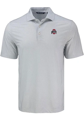 Cutter and Buck Ohio State Buckeyes Mens Grey Pike Diamond Dot Short Sleeve Polo