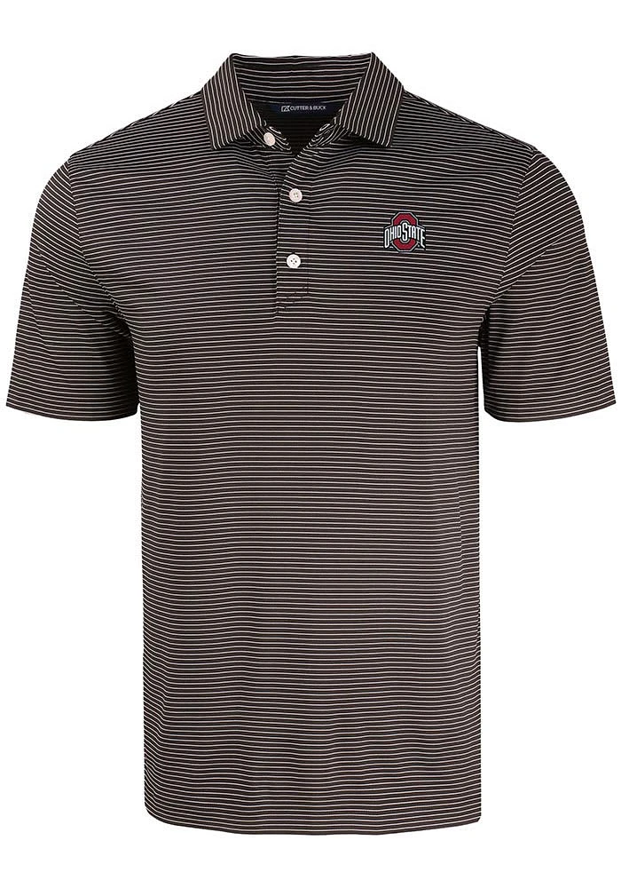 Cutter and Buck Ohio State Buckeyes Mens Forge Eco Fine Line Short Sleeve Polo