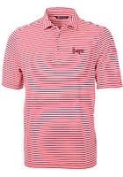 Cutter and Buck Nebraska Cornhuskers Mens Red Virtue Eco Pique Stripe Short Sleeve Polo