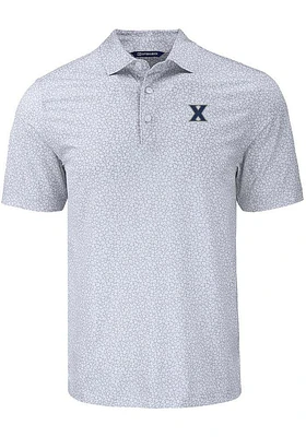 Cutter and Buck Xavier Musketeers Mens Grey Pike Flora Short Sleeve Polo