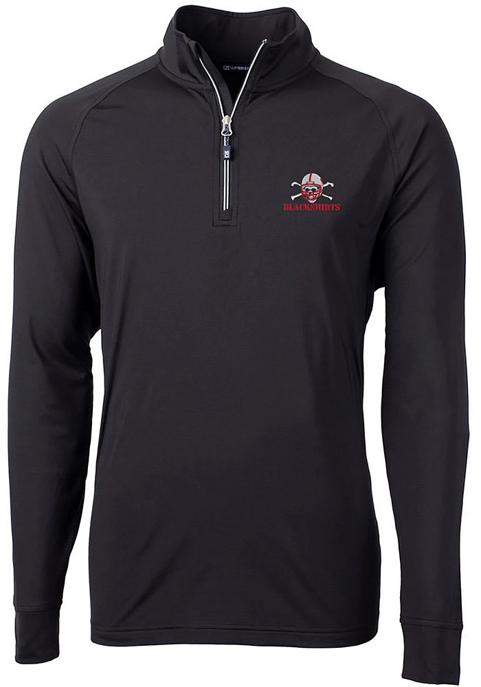 Cutter and Buck Nebraska Cornhuskers Mens Adapt Stretch Long Sleeve Qtr Zip Pullover