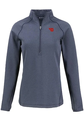 Cutter and Buck Dayton Flyers Womens Navy Blue Pehastin Qtr Zip