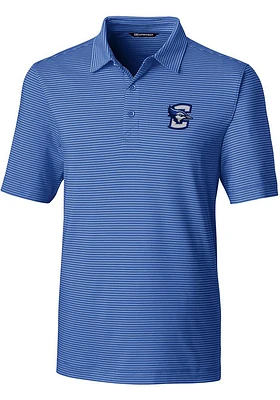 Cutter and Buck Creighton Bluejays Mens Blue Forge Pencil Stripe Design Short Sleeve Polo