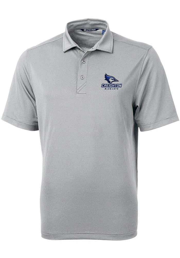 Cutter and Buck Creighton Bluejays Mens Grey Virtue Short Sleeve Polo