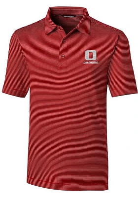 Cutter and Buck Oklahoma Sooners Mens Red Forge Pencil Stripe Short Sleeve Polo