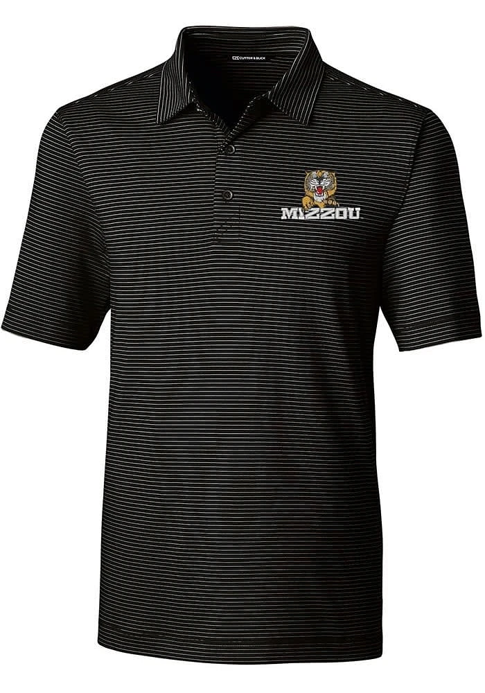 Cutter and Buck Missouri Tigers Mens Black Forge Pencil Stripe Version Short Sleeve Polo