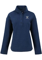 Cutter and Buck Xavier Musketeers Womens Navy Blue Hunts Point Qtr Zip