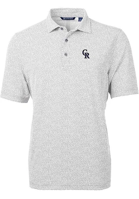Cutter and Buck Colorado Rockies Mens Grey Virtue Eco Pique Botanical Short Sleeve Polo