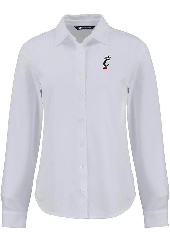 Cutter and Buck Cincinnati Bearcats Womens Advantage Soft Pique Long Sleeve Dress Shirt