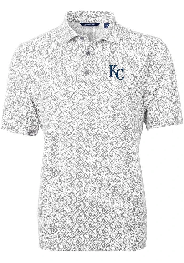 Cutter and Buck Kansas City Royals Mens Grey Virtue Eco Pique Botanical Short Sleeve Polo