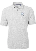 Cutter and Buck Kansas City Royals Mens Grey Virtue Eco Pique Botanical Short Sleeve Polo