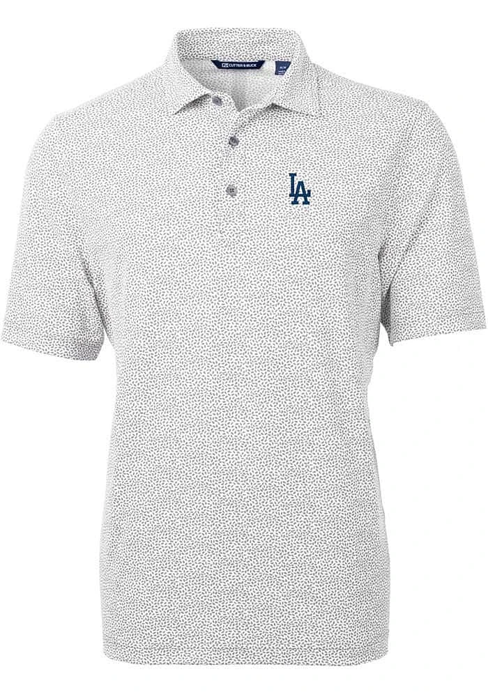 Cutter and Buck Los Angeles Dodgers Mens Grey Virtue Eco Pique Botanical Short Sleeve Polo