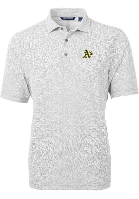 Cutter and Buck Oakland Athletics Mens Grey Virtue Eco Pique Botanical Short Sleeve Polo