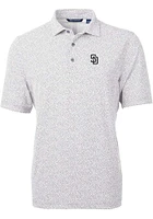 Cutter and Buck San Diego Padres Mens Grey Virtue Eco Pique Botanical Short Sleeve Polo
