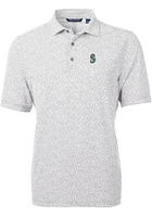 Cutter and Buck Seattle Mariners Mens Grey Virtue Eco Pique Botanical Short Sleeve Polo