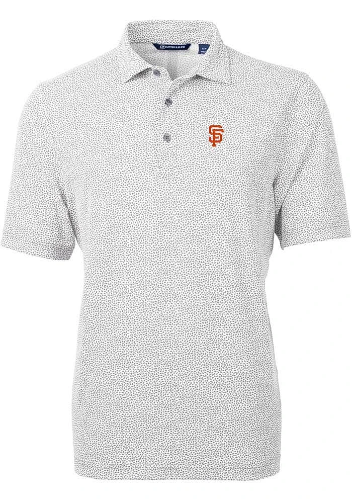 Cutter and Buck San Francisco Giants Mens Grey Virtue Eco Pique Botanical Short Sleeve Polo