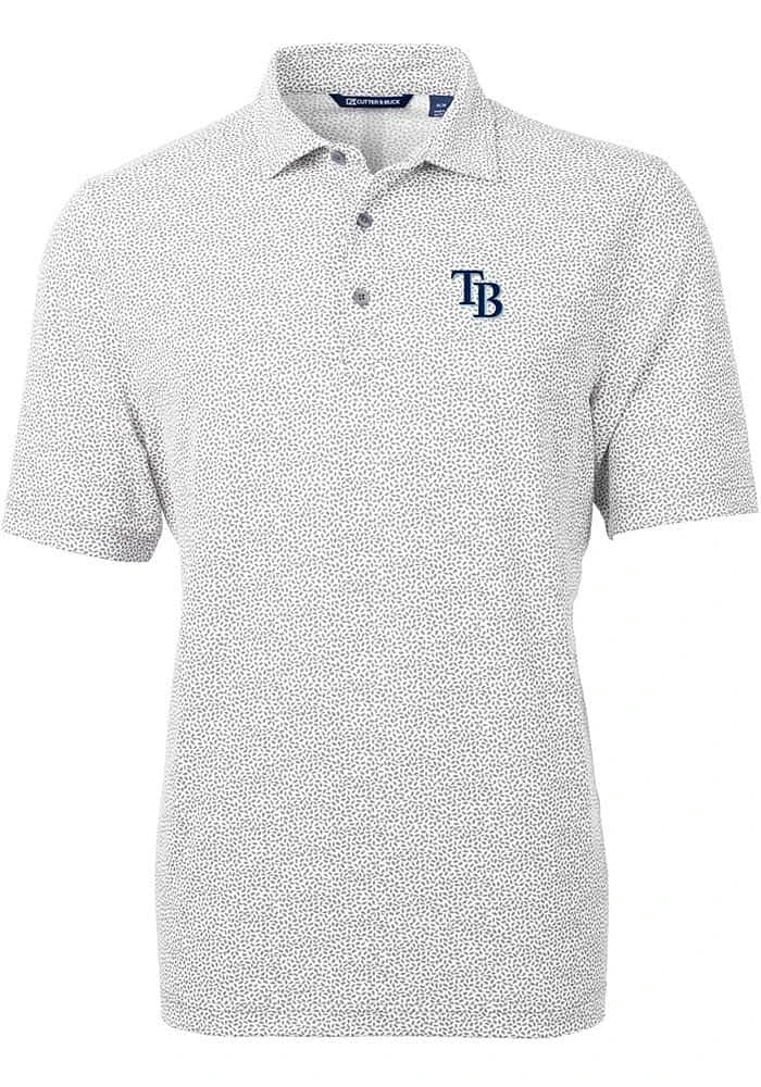 Cutter and Buck Tampa Bay Rays Mens Grey Virtue Eco Pique Botanical Short Sleeve Polo