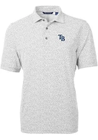 Cutter and Buck Tampa Bay Rays Mens Grey Virtue Eco Pique Botanical Short Sleeve Polo