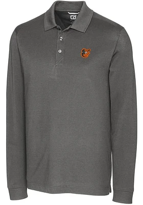 Cutter and Buck Baltimore Orioles Mens Advantage Pique Long Sleeve Polo Shirt