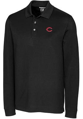 Cutter and Buck Cincinnati Reds Mens Advantage Pique Long Sleeve Polo Shirt