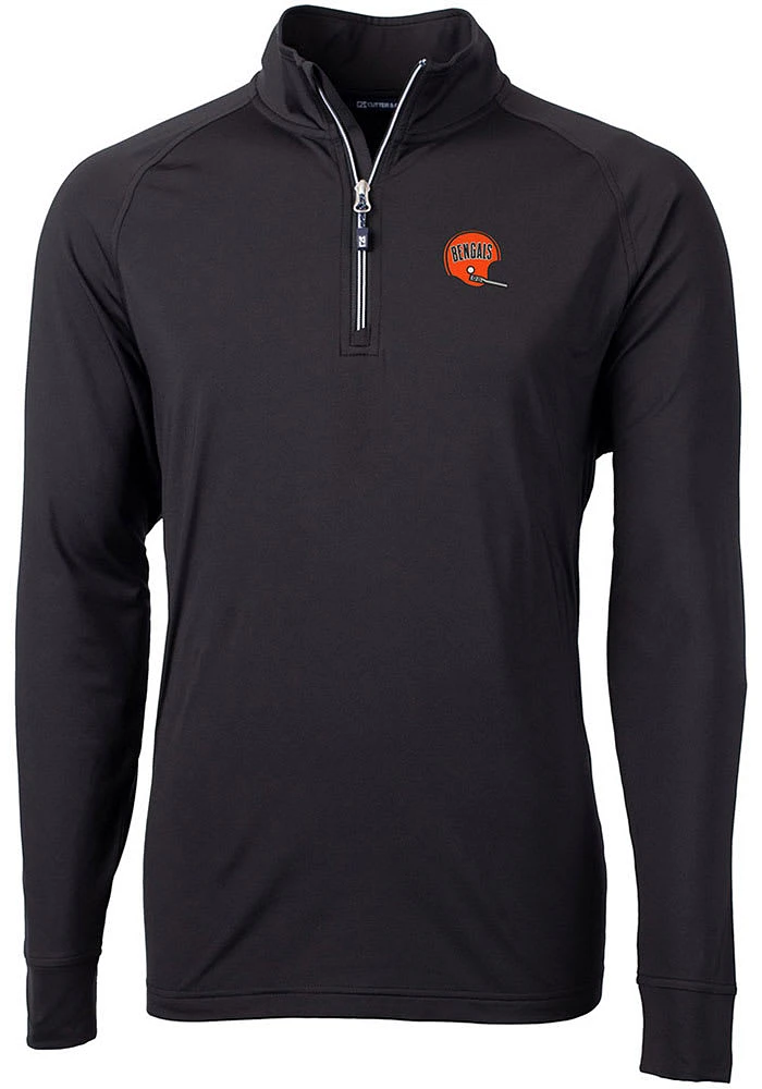 Cutter and Buck Cincinnati Bengals Mens Black Historic Adapt Eco Big Tall 1/4 Zip Pullover