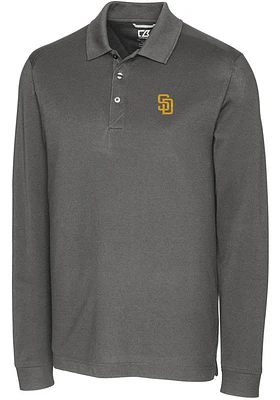 Cutter and Buck San Diego Padres Mens Advantage Pique Long Sleeve Polo Shirt