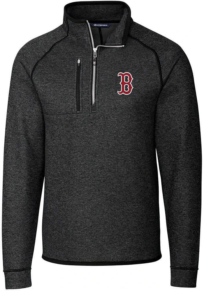 Cutter and Buck Boston Red Sox Mens Charcoal Mainsail Long Sleeve Qtr Zip Pullover