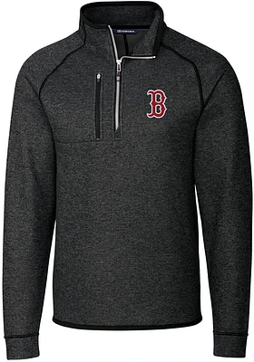 Cutter and Buck Boston Red Sox Mens Charcoal Mainsail Long Sleeve Qtr Zip Pullover