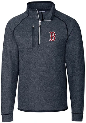 Cutter and Buck Boston Red Sox Mens Navy Blue Mainsail Long Sleeve Qtr Zip Pullover