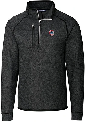 Cutter and Buck Chicago Cubs Mens Charcoal Mainsail Long Sleeve Qtr Zip Pullover