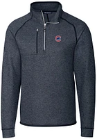 Cutter and Buck Chicago Cubs Mens Navy Blue Mainsail Long Sleeve Qtr Zip Pullover