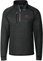 Cutter and Buck Cincinnati Reds Mens Charcoal Mainsail Long Sleeve 1/4 Zip Pullover