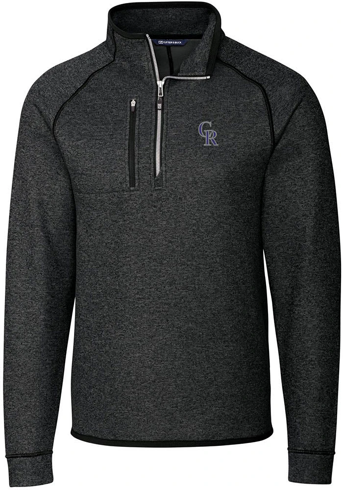 Cutter and Buck Colorado Rockies Mens Charcoal Mainsail Long Sleeve Qtr Zip Pullover