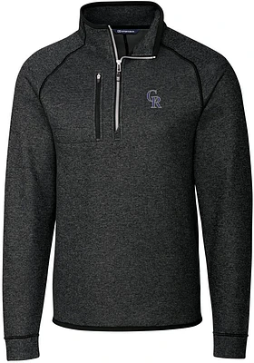 Cutter and Buck Colorado Rockies Mens Charcoal Mainsail Long Sleeve Qtr Zip Pullover